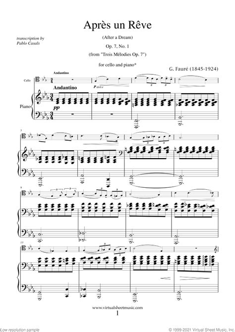 FAURÉ: Après Un Rêve, Op. 7 No. 1 (transposed To B-flat Minor)
